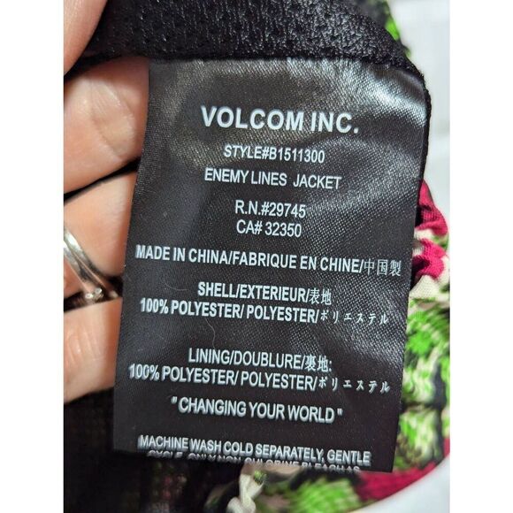 Volcom Women's Multi-Color Floral Front-Zip Long-Sleeve Hooded Windbreaker Size - Picture 7 of 10